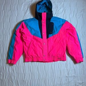 Vintage Retro 80s 90s Nils Puffer Ski Jacket Coat Size Mens M Pink & Blue Rare